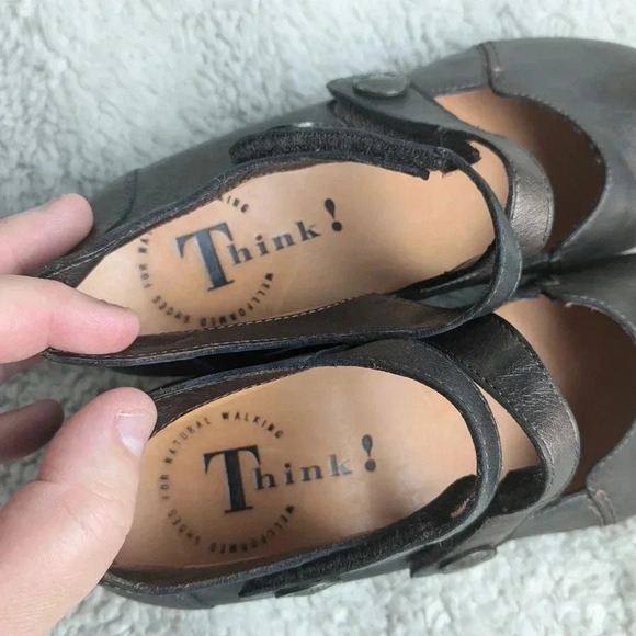 THINK ! Women small Heel leather Bronze shoes Made in Italy size 37 = 6 us - Picture 10 of 14